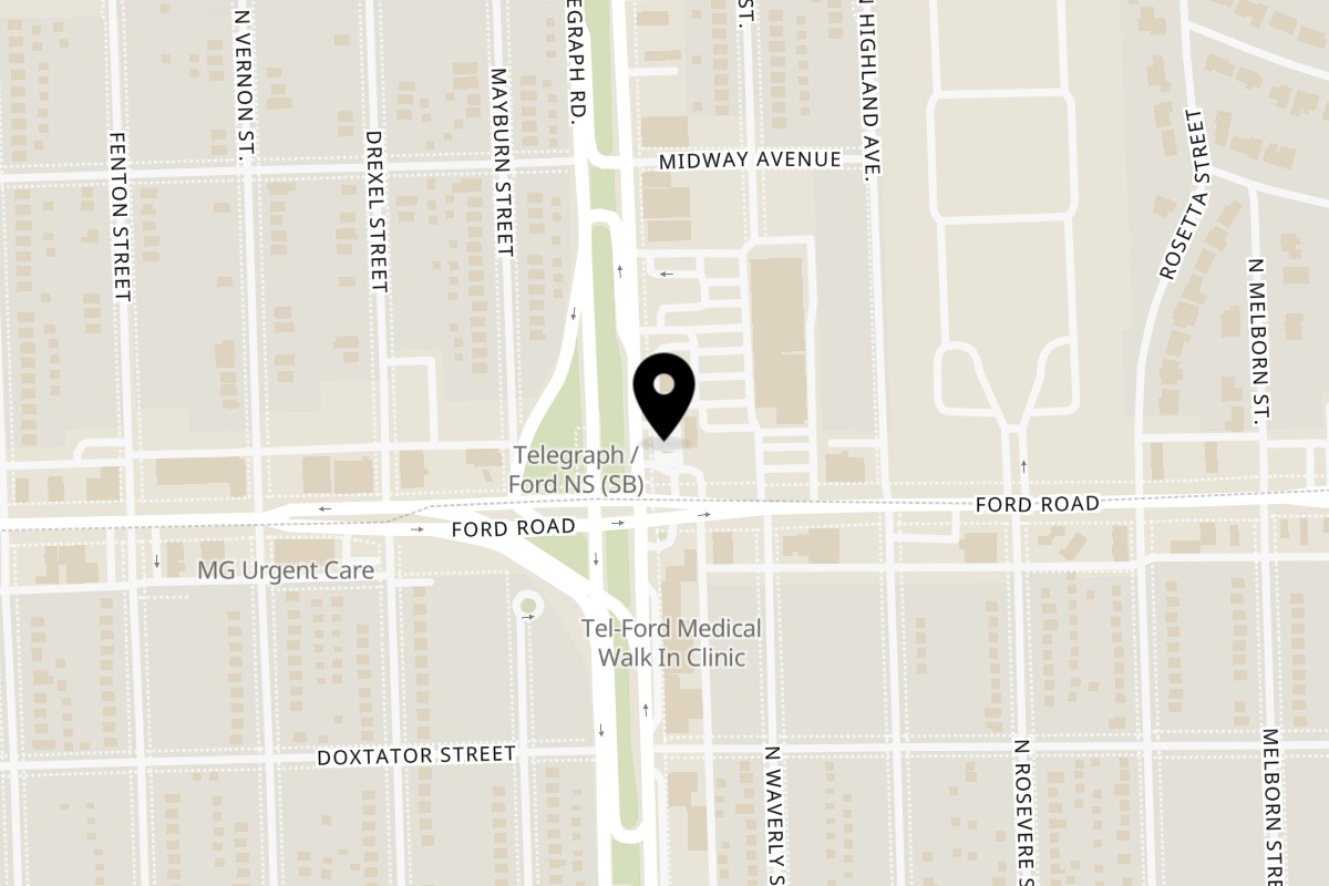 Map showing the location of Tee's A1 Dogs on 5624 N Telegraph Rd in Dearborn Heights